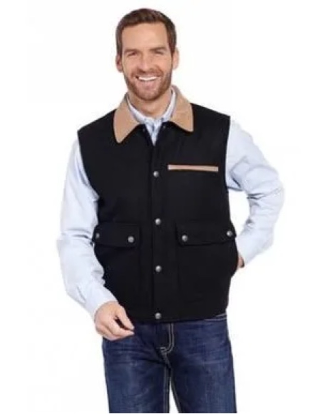 Men's Black Western Work Vest